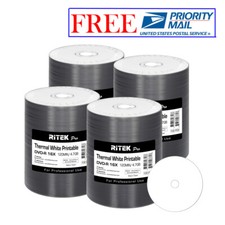400 Pack Ritek Pro DVD-R 16X 4.7GB White Thermal Hub Printable Blank Media Disc picture