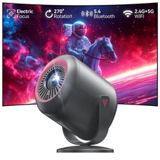 KSAN Projector with Stand, [Electric Focus] 1080P WiFi black picture