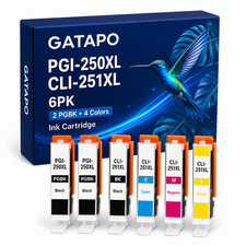 PGI-250XL CLI-251XL 6PK High Yield Ink for  PIXMA MG5420 MG5620 MG6420 MG6620 picture