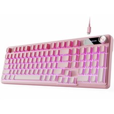 EWEADN V102 98-Key Wired Gaming Keyboard Numpad RGB Screen Knob Gradient Pink picture