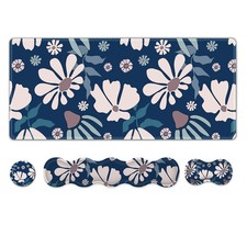 Keyboard Pad Set, Blue Flower Large Gaming Mousepad +Keyboard Wrist Rest +Wri... picture