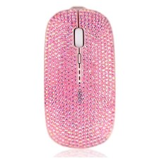 Pink Luxury Bling Crystal Rhinestone 2.4G Wireless Mouse For Laptop Girls picture