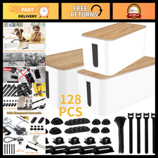 128PCS Cable Management Kit - 3 Pack Wire Organizer, Cord Hider Boxes for Home & picture