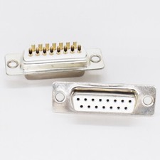 50pcs Gold Pin 15pin 2 Row D-Sub Female Socket Solder Chassis Connector RS232 picture