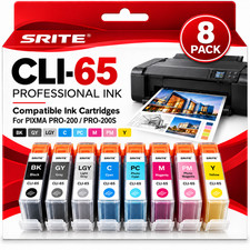 CLI65 CLI-65 Ink Cartridge 8-Color Set with Chip for Canon PIXMA PRO-200 Ink picture