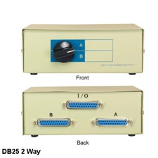 KNTK DB25 2 Way Data Transfer Switch Box Rotary Type PC Device Printer Scanner picture