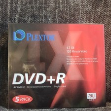 DVD+R Plextor 5-Pack 4.7 GB 120 Minute Storage Media Data or Video Sealed New picture