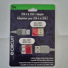 eCircuit USB-A & USB-C Adapter 2-Pack, Charging/Data Transfer, Red/Silver picture