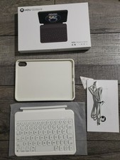 HOU Keyboard Case for iPad Mini 7/6, Adjustable Stand, Detachable Pearl White  picture