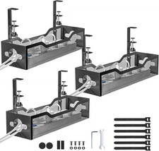 Under Desk Cable Management Tray 3 Pack, Cable Management under Desk No Drill, C picture