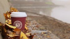 Landscape fall leaves coffee cup water Custom Gaming Mat Desk picture