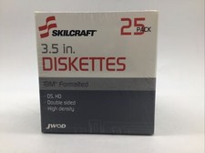 Skilcraft 3.5 IBM Formatted Diskettes Double Sided High Density 25 Pack Sealed picture