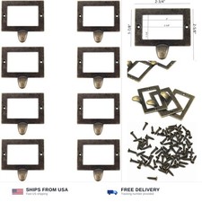 8 pack apothecary drawer pulls 1.9 inch bronze zinc alloy label holder card picture