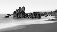 Landscape nature sea monochrome beach rocks Custom Gaming Mat Desk picture