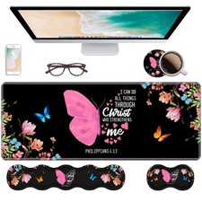 Ergonomic Keyboard Wrist Large, Butterfly Quote Bible Verse Philippians 4:13 picture