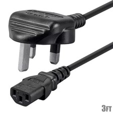 3FT England Standard Power Cord Cable BS 1363 (UK) to IEC 60320 C13 18AWG Gauge picture