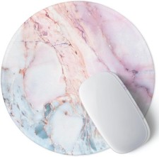 Marble Round Mouse Pad Pink Marble Customized Premium-Textured Washable Desktop picture