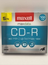 CD-R Maxell 5 PACK Blank Audio Music Data Recordable 80min 700MB Disc Slim Jewel picture