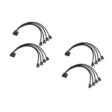 Reusable Black Pc Fan Extension Cable 4 Way Splitter Low Resistance Cooling Cord picture