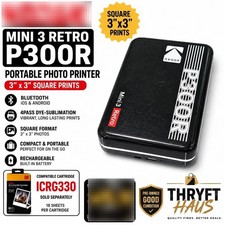 Kodak Mini 3 Retro P300R Portable 3x3 Photo Printer Bluetooth Black Tested picture