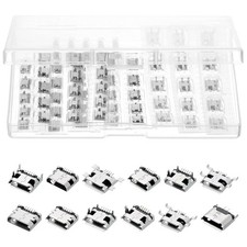 60PCS Micro USB Port Replacement Kit Charging Socket Connector Silver Set picture
