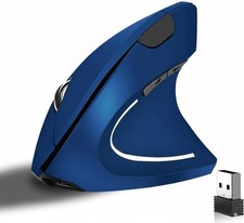 Blue Ergonomic Vertical Wireless Mouse Rechargeable 2.4G Optical 8001600 DPI picture