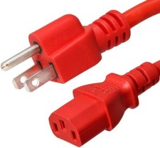 20 PACK LOT 6ft NEMA 5-15P - C13 Red Power Cord 18AWG 10A/1250W 125V 3-Prong 2M picture