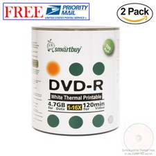 200 Pack Smartbuy DVD-R 16X 4.7GB 120M White Thermal Printable Disc Everest Comp picture