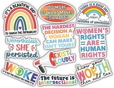 10pcs Feminist Stickers Women’s Rights Human's Right Pride Activist Girl Power picture
