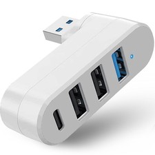 VIENON 4-Port USB 3.0 Hub [90/180 Rotatable], Splitter with 4-Port, White  picture