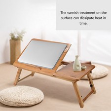 Space Saving Foldable Wooden Laptop Table Natural Bamboo Stand for So picture