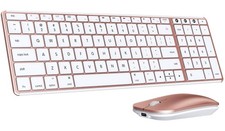 SEENDA SKM64-2 Bluetooth Keyboard Mouse Combo Rose Gold Mac iPad Rechargeable picture