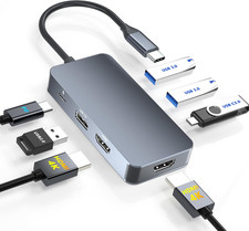 Docking Station Dual Monitor for Dell/Hp/Mac Laptops, 7 in 1 USB C to Dual HDMI picture