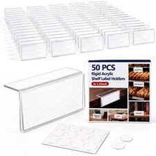 50 PCS Rigid Acrylic Shelf Label Holder 1.25x3 Inch Clear Name Plate Tag picture