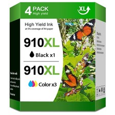 4PACK 910XL Ink Combos W/Chip for HP OfficeJet Pro 8010 8020 8022 8025 8028 8030 picture