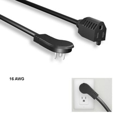 LOT 10pcs 6ft 16AWG Low Profile Angled Power Extension Cable NEMA 5-15P/R 13A picture