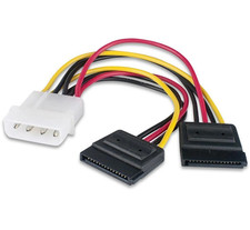 IDE Molex 4 Pin to 2 SATA Power Splitter Cable for HDD SSD Hard Drive picture