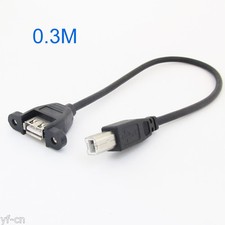 50pcs 30cm/1ft USB Female to Printer Scanner B Male Cable Cord Screw Lock Type picture