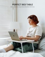 ZEAPTAC LAPTOP BED DESK, FOLDABLE LAP TABLE, PORTABLE STUDY TABLE, -  WHITE picture
