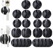 Cord Organizer, Cord Holder, Cable Clips, self Adhesive, 16 pcs (Black) picture