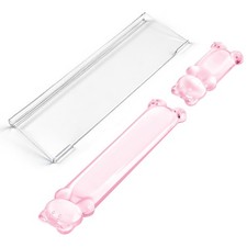 16.9 Inch Cute Pink Bear Computer Keyboard Stand Gel Wrist Rest Set Support picture