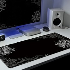 1pc Oversized Mouse Pad, Laptop Keyboard Mat - Black And White Color, White Fl picture