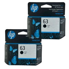 2pcs Black HP 63 Ink Cartridges HP63 New Genuine Black Combo Set OEM Retail Box picture