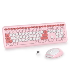 iRoboosta Pink Colorful Wireless Keyboard and Mouse Full Size, Gradient picture