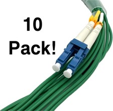 10 Pack Single Mode Fiber Optic Patch Cable 9/125, LC to LC, 3 Meter, Green picture