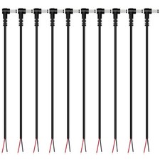 DC Power Pigtail Cable, 10-Pack 5.5mm x 2.5mm 90 Degree Right Angle DC Barrel Ma picture