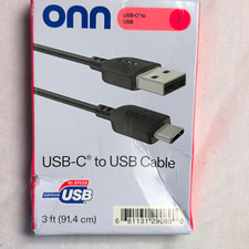 onn. USB-C to USB-A Male Cable Hi-Speed Data Transfer 3ft 91.4cm Black picture