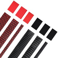 Xuniea 96ft Wire Loom Braided Cable 1/2, 1/4, 3/8 Inch,Black and Red picture