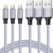 iPhone Charger, Lightning Cable 3PACK 6FT MFi Certified USB 6FT,  White picture