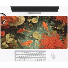 LoFi Koi Fish Pond Anime Large Gaming Mouse Pad Keyboard Desk Pad XXL Extende... picture